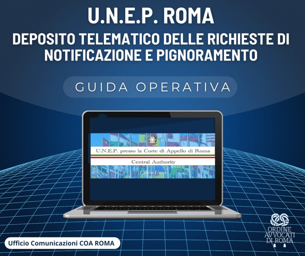 UNEP Roma: deposito telematico delle richieste di notificazione e